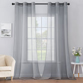 MIULEE Solid Color Sheer Curtains 96 Inches Long 2 Panels Set Dark Grey